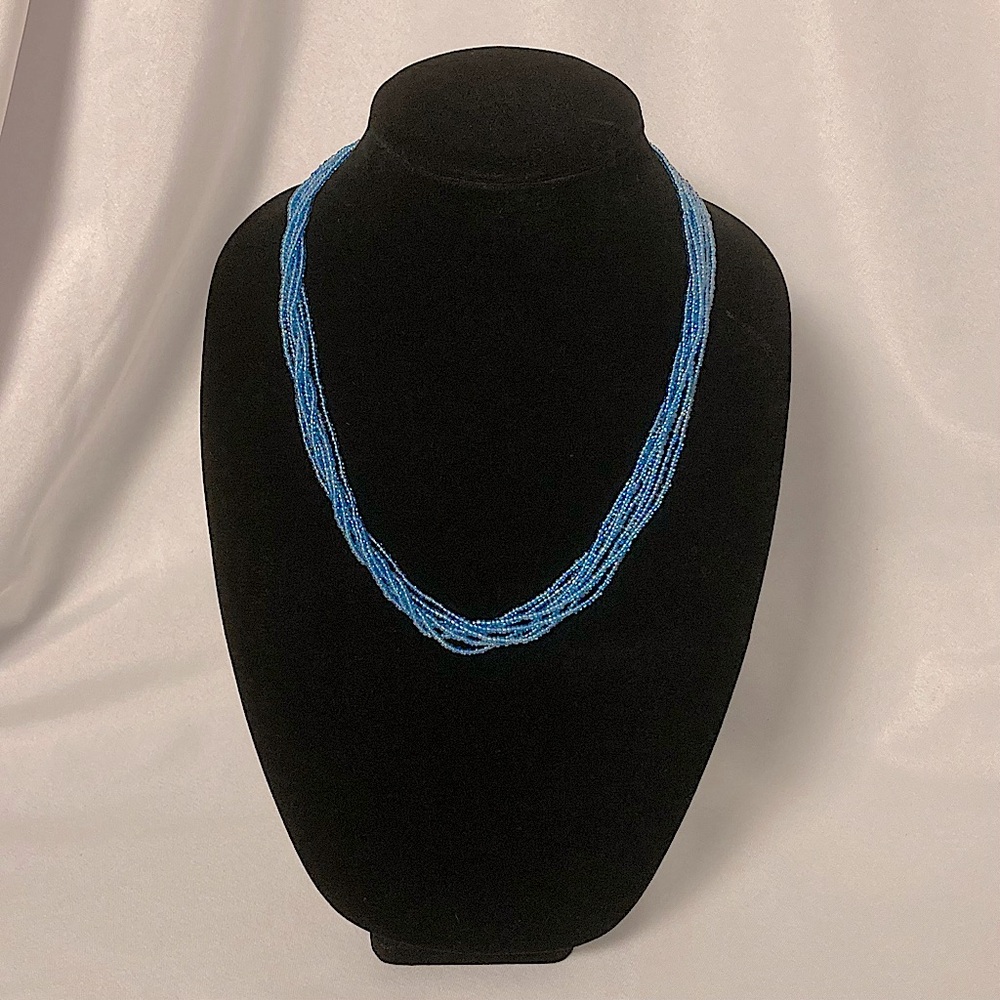 Handmade Multi-Strand Blue Beaded Necklace